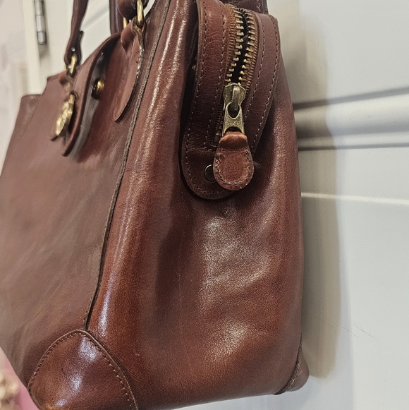 Brown, Leather, Handbag, Vintage, Designer, Travel, Vacation, Luxury, Purse - Picture 8 of 13
